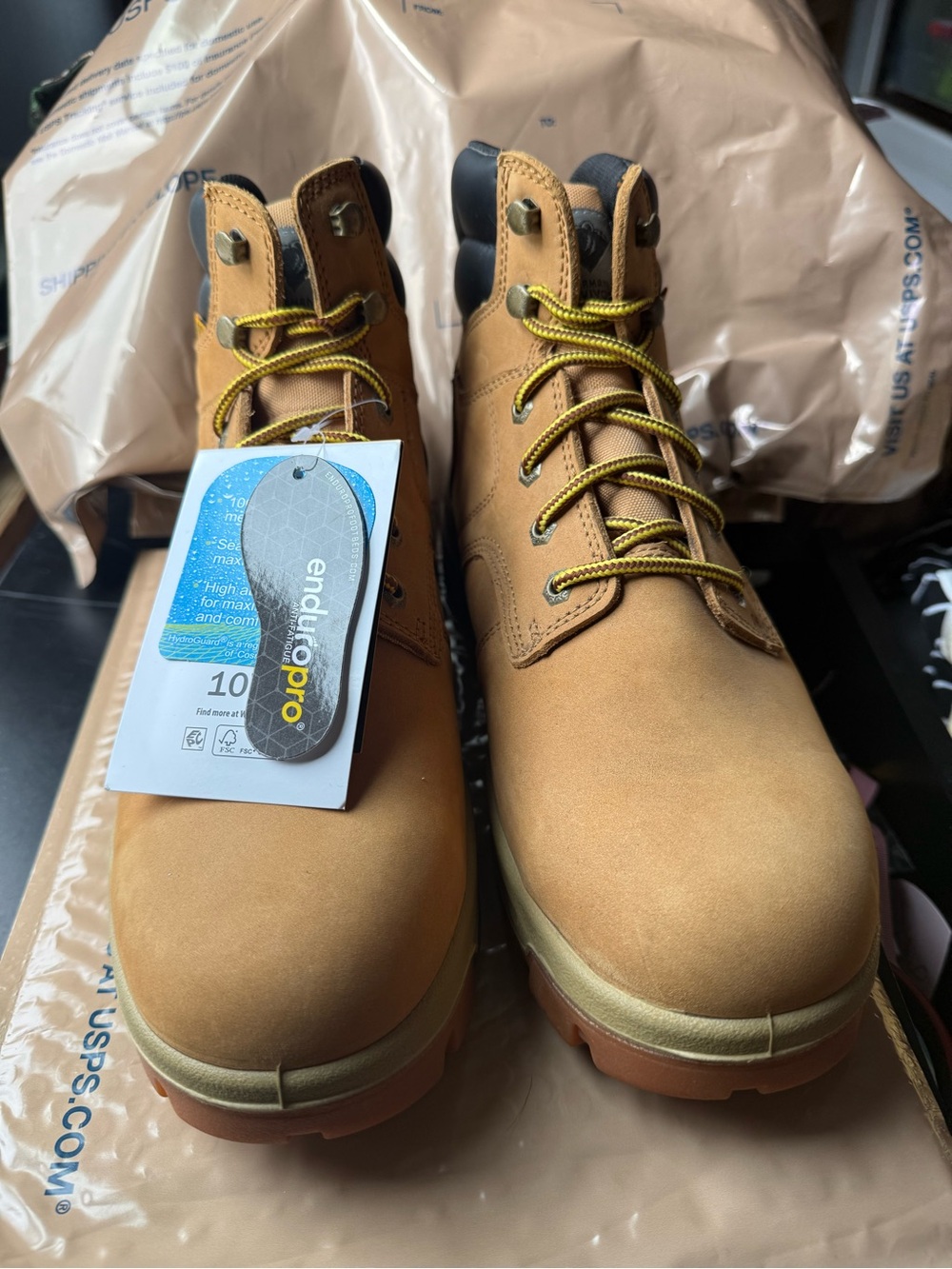 Men's Tan Steel Toe Work Boots with EnduroPro Comfort Insole